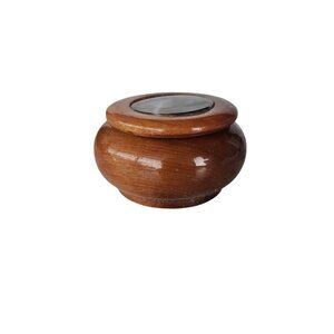 Brazilian Wooden Mini Trinket Ring Box With Lid Handcrafted Cedar & Agate
